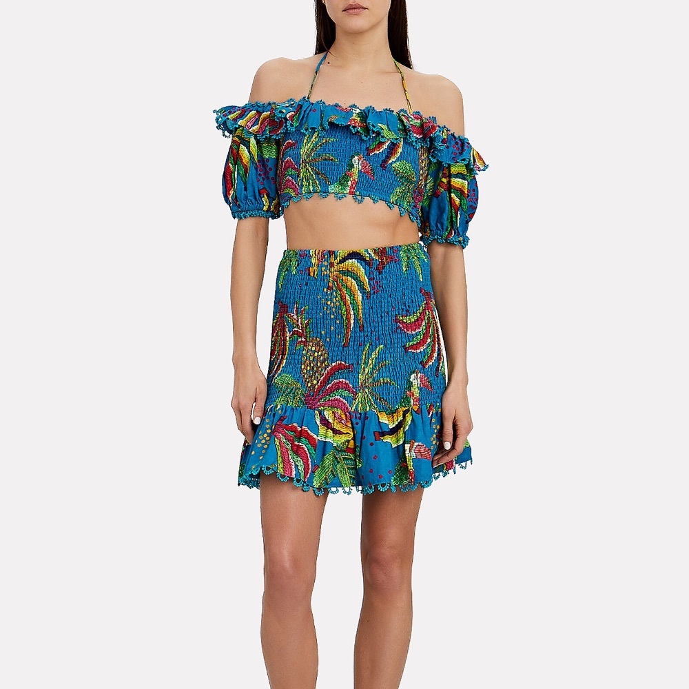 NWOT FARM Rio Blue Banana Mini Skirt